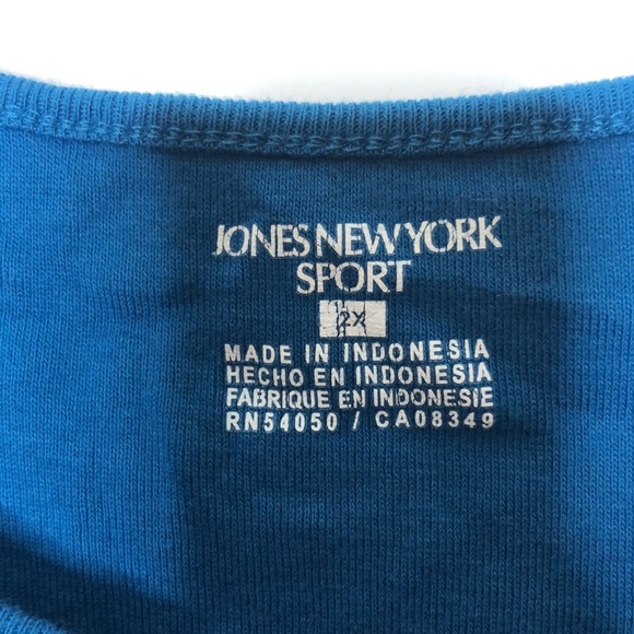 Jones New York Sport Womans Blue Button Down Front Top 2X PLUS SIZE - Picture 2 of 6